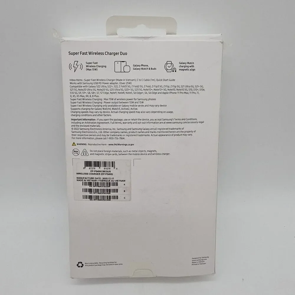 Samsung 15W Wireless Charger Duo Pad Only Dark Gray